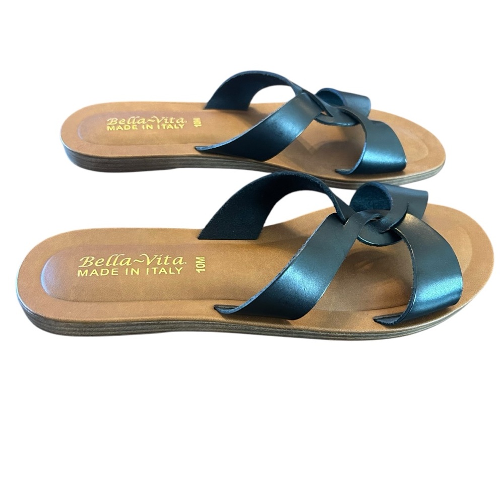 Bella Vita Dov-Italy Slide Sandal Black Leather Minimalist Casual NEW Size 10 - Picture 5 of 10